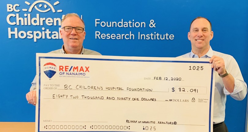 RE/MAX of Nanaimo Donates $82,091 to Children’s Miracle Network Hospital